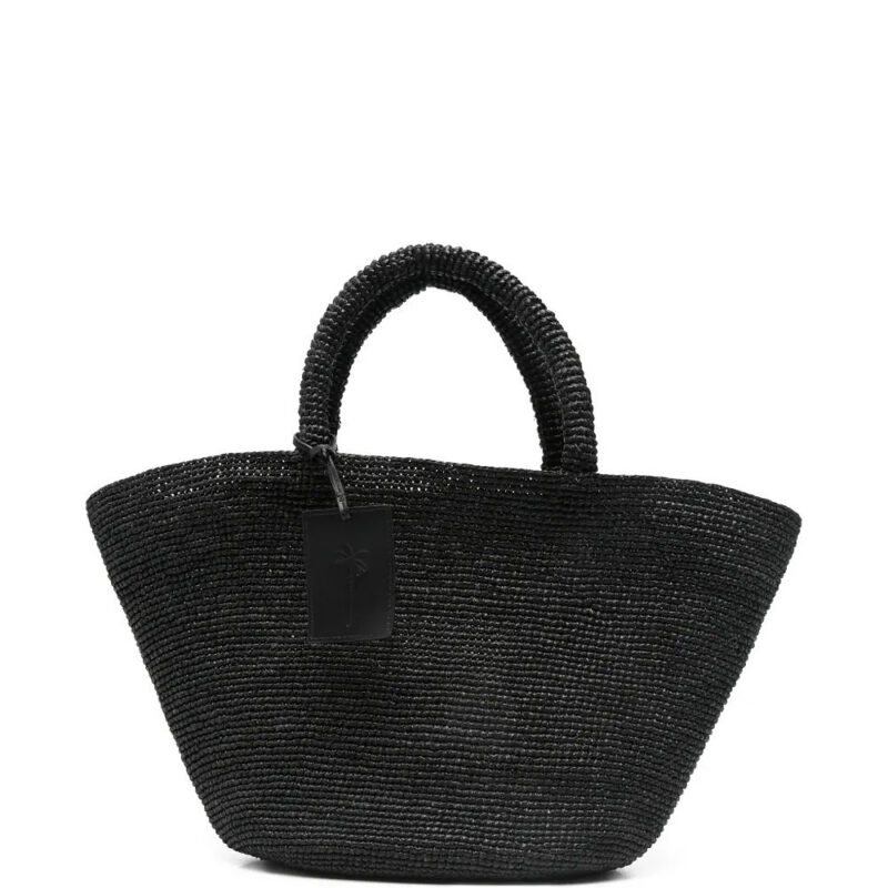 Manebi Panier raffia tote bag - Black