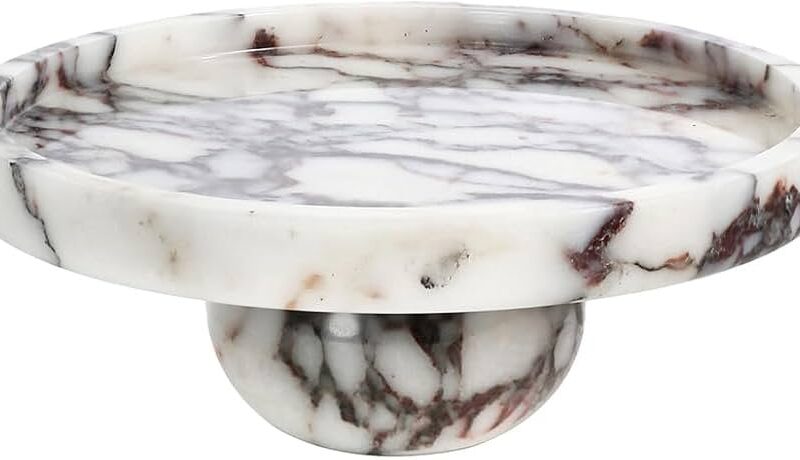 Marble Decorative Tray, 7" Round Marble Tray for Coffee Table