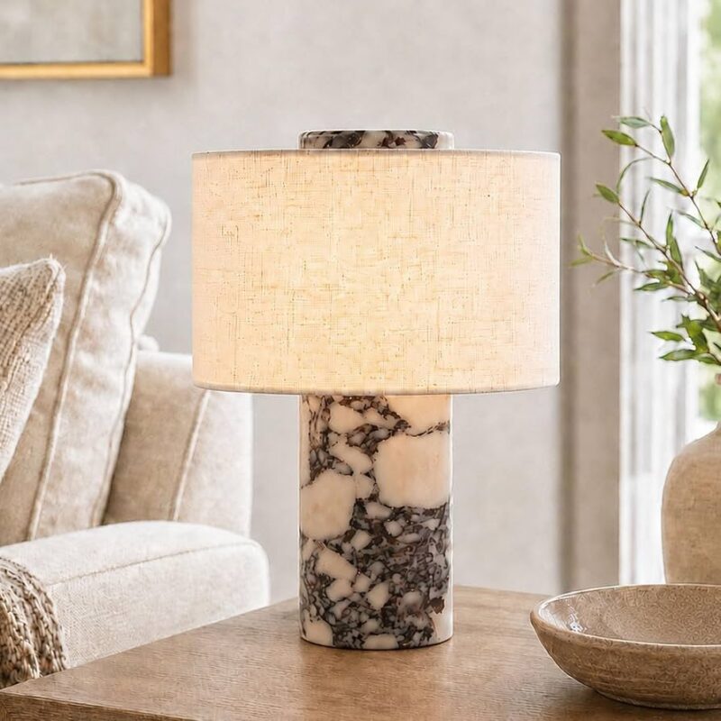 Marble Table Lamp, 9.8" Cordless Rechargeable Touch Bedside Lamp