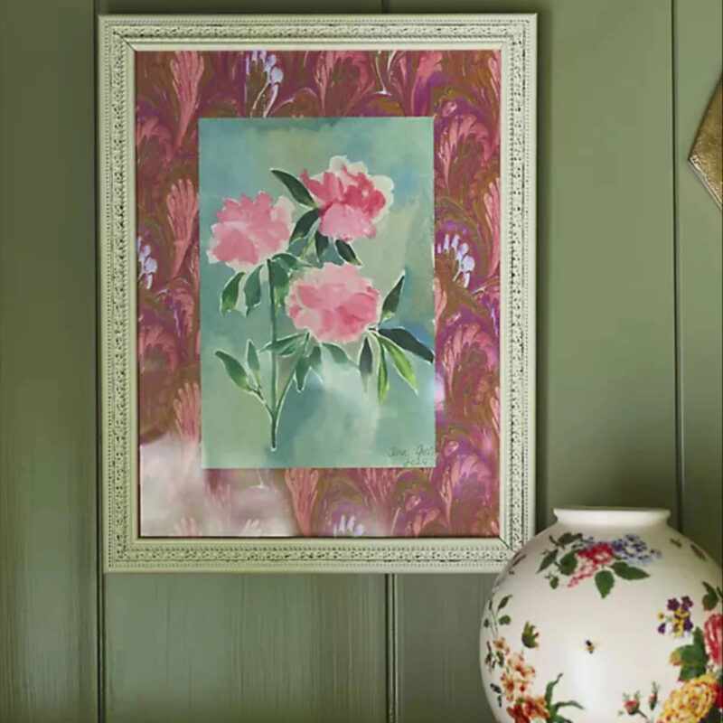 Anthropologie Marbled Florals Wall Art