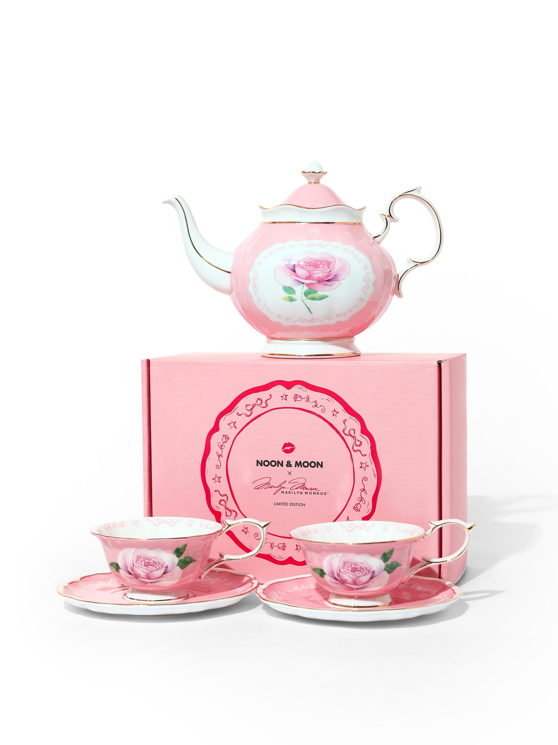 Noon & Moon Marilyn Monroe Hollywood Bloom™ Limited Edition, Blush Pink Tea Set of 3