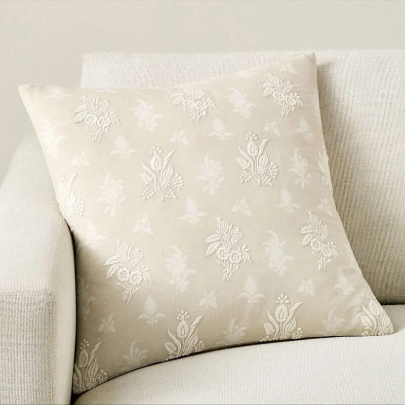 Mariner Embroidered Pillow, 20 Inches, Dark Sand