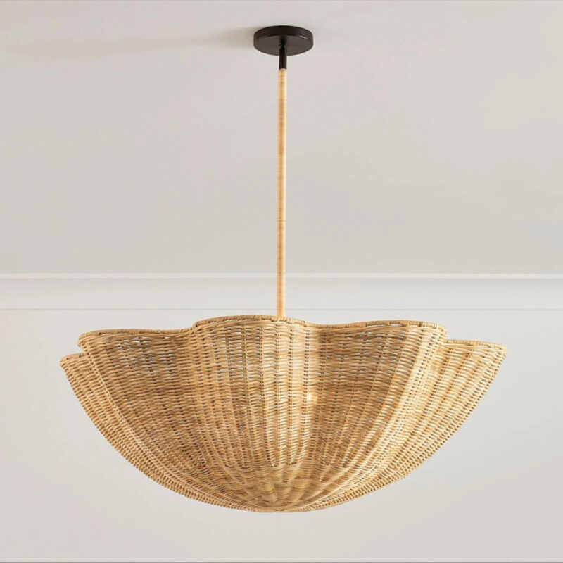 Marion Woven Scalloped 34"" Pendant, Natural