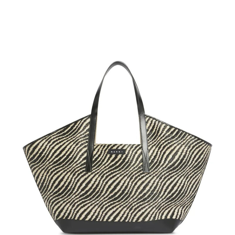 Marni raffia-effect shoulder bag - Black
