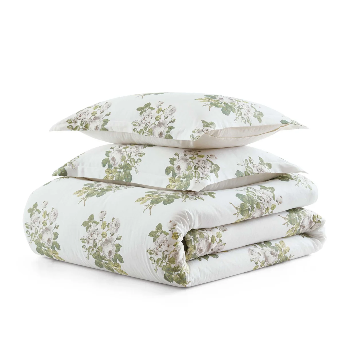 Martha Stewart Eloise floral cotton green comforter set with matching pillows
