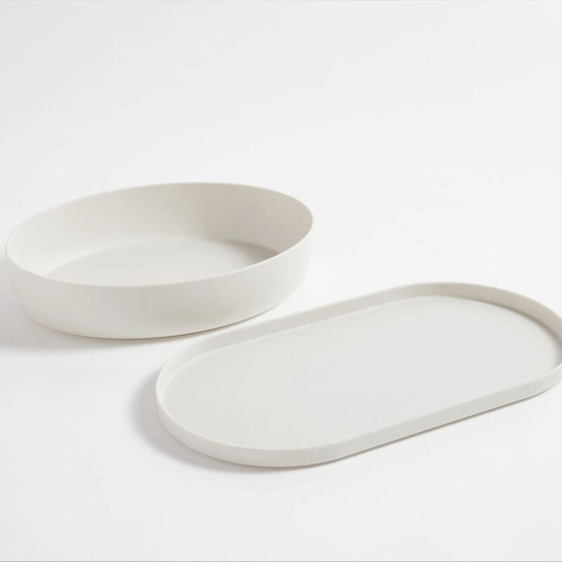 Mason Modern Outdoor Melamine Serving Platter & Bowl Set - Ivory