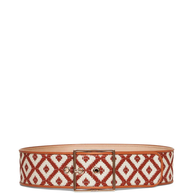Max Mara raffia-effect wide fabric belt - Brown