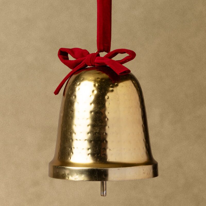 3.5" Velvet Bow Trimmed Bell for Garland or Tree