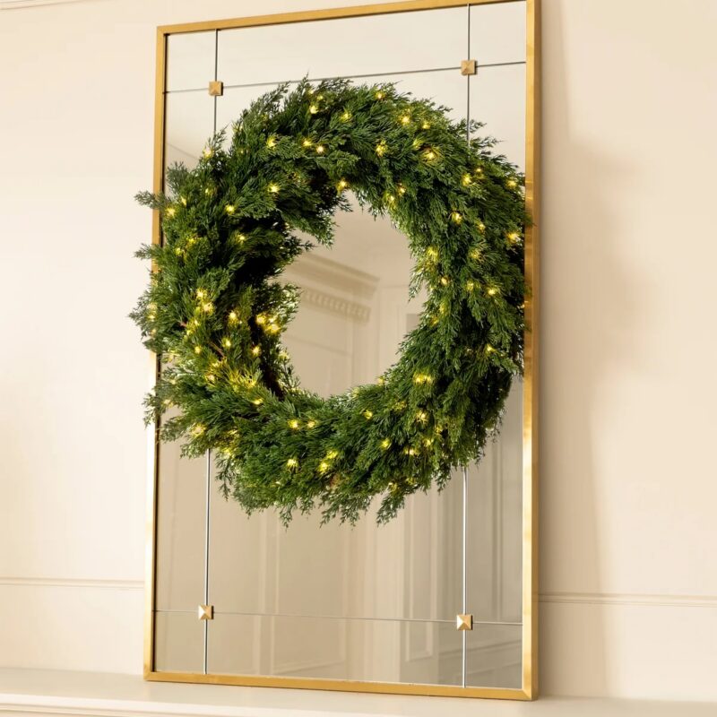 Classic Outdoor Cedar Pre-Lit Faux Wreath
