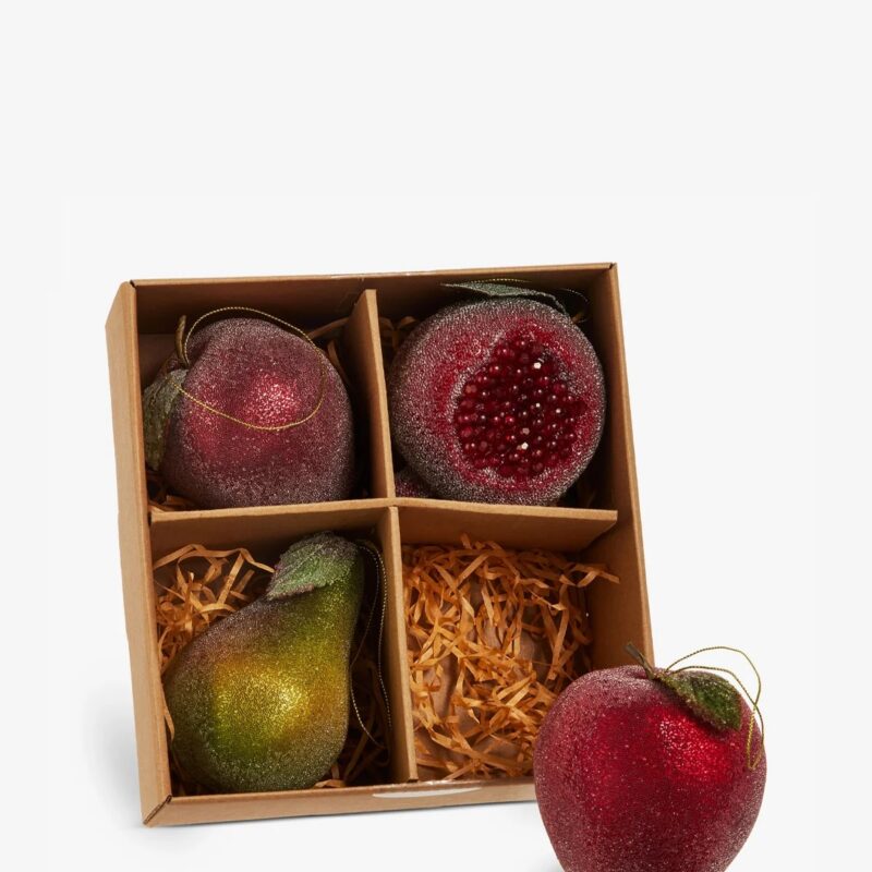 4.5" Box Of Sugared Fruit Ornaments