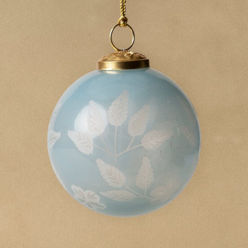 4" French Blue Etched Ornament
