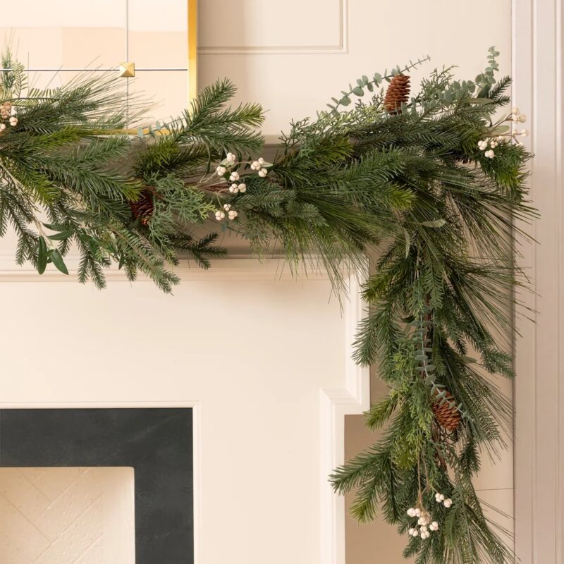6' Pinecone & Berries Faux Garland
