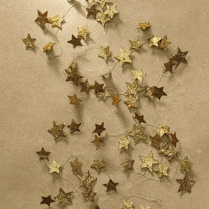 72" Gold Glitter Paper Star Garland