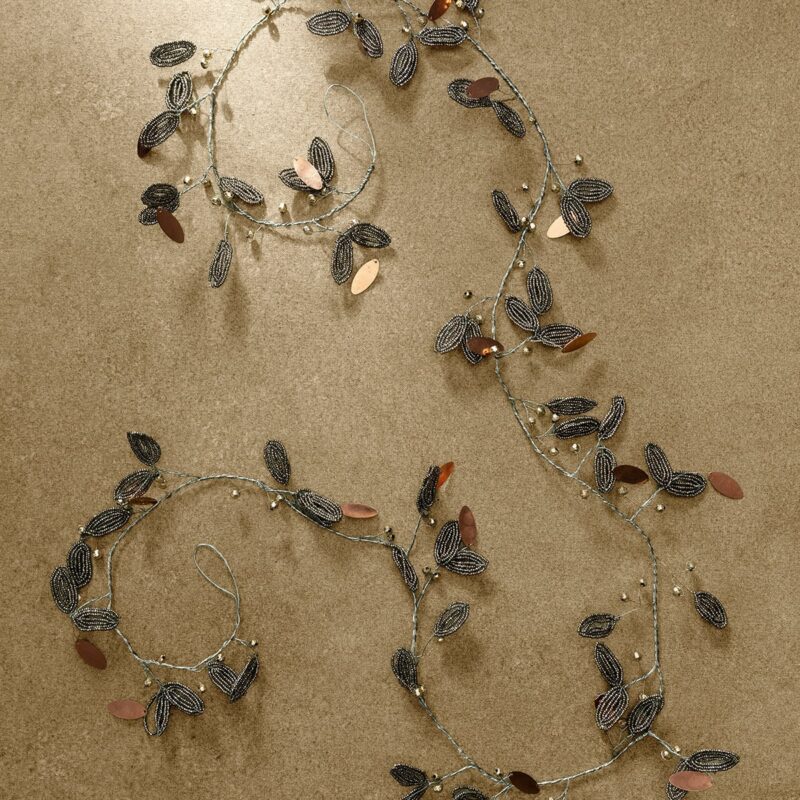 72" Handmade Metal Beaded Leaves & Berries Garland