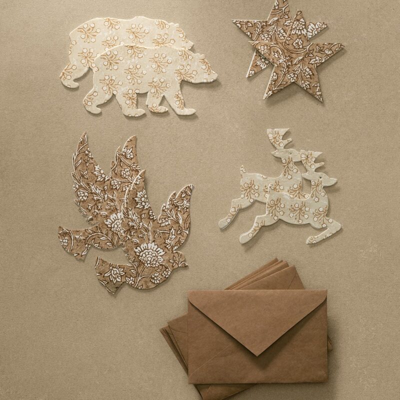 Block Print Diecut Cards (Set of 8)