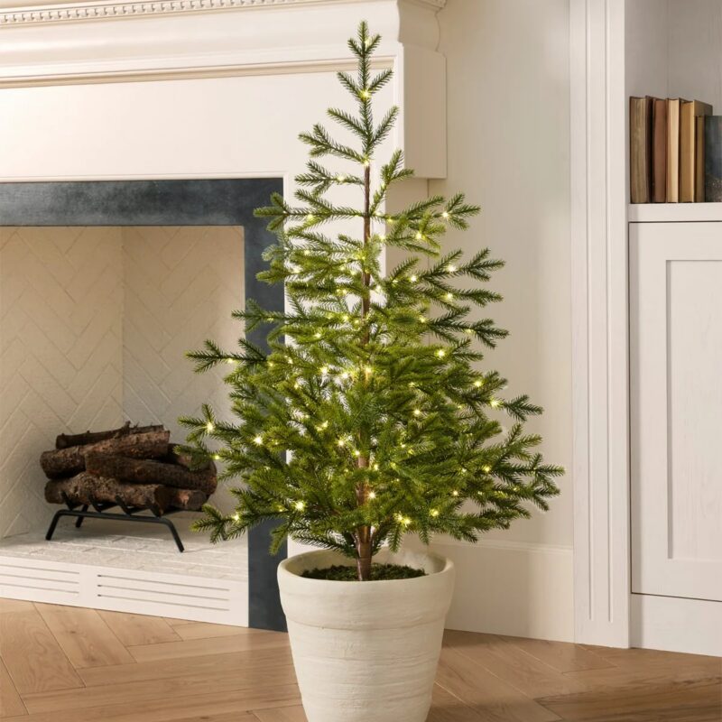 Faux Spruce Pre-Lit Potted Tree