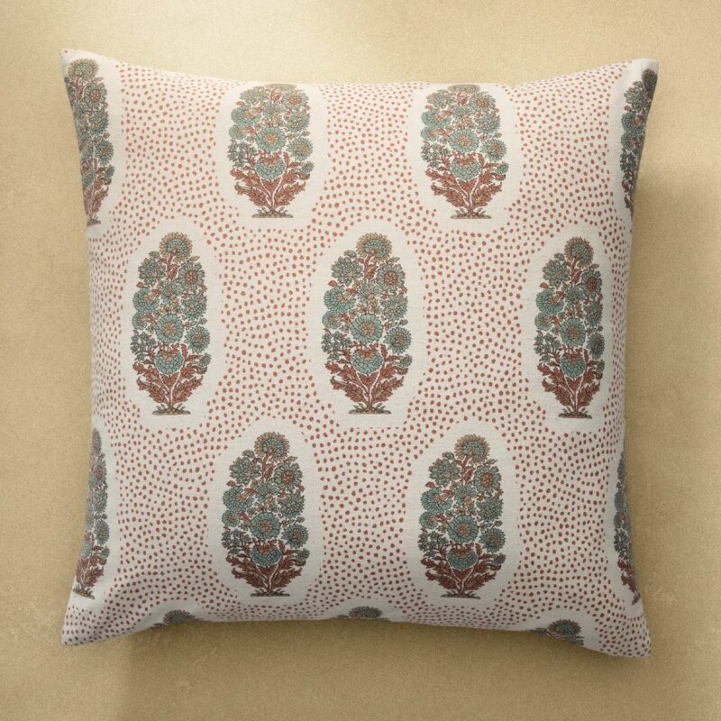 Floral Block Print Pillow Cover