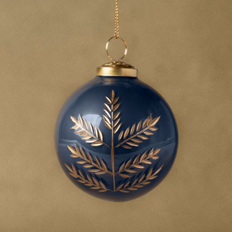 Gold & Navy Botanical Bauble