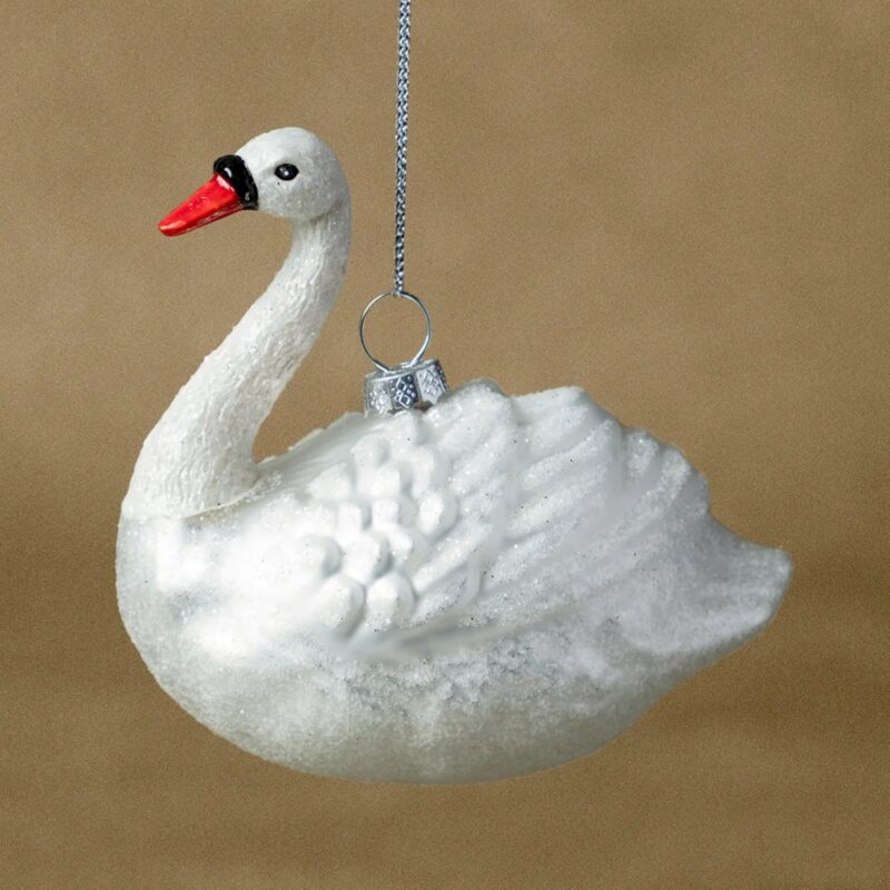 Hand-Painted Glass Swan Ornament