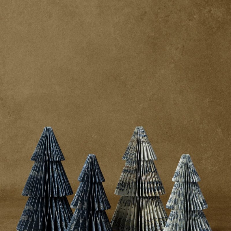 Handmade Patterned Paper Honeycomb Trees (Set of 4)