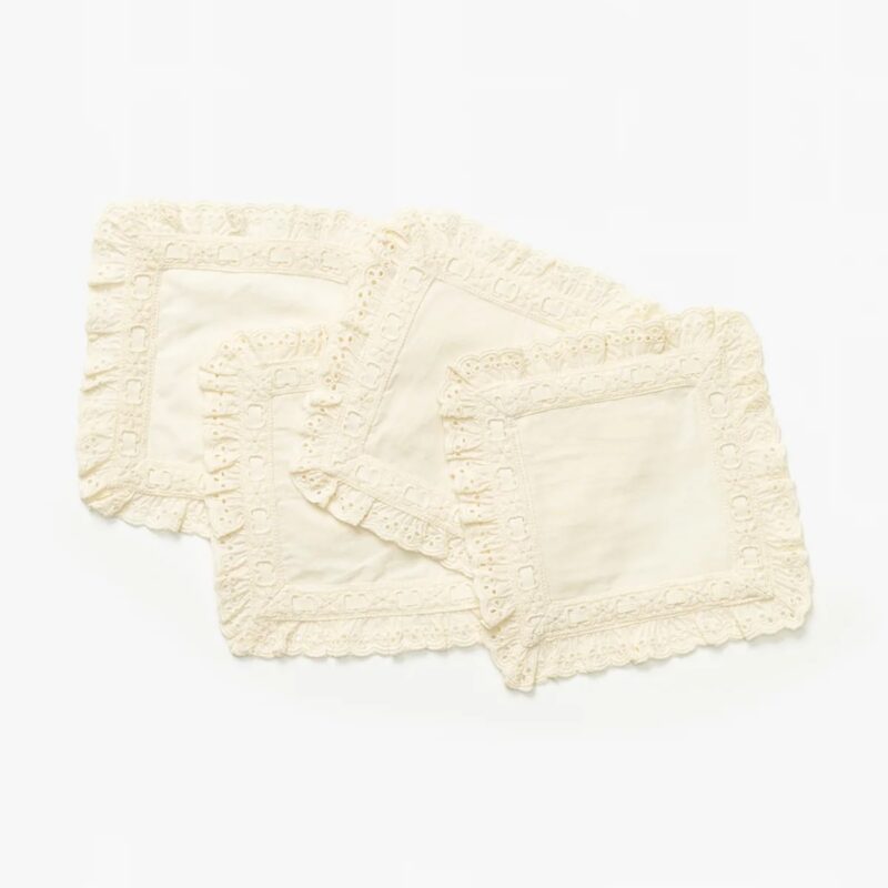 Lace Trim Cocktail Napkins (Set of 4)
