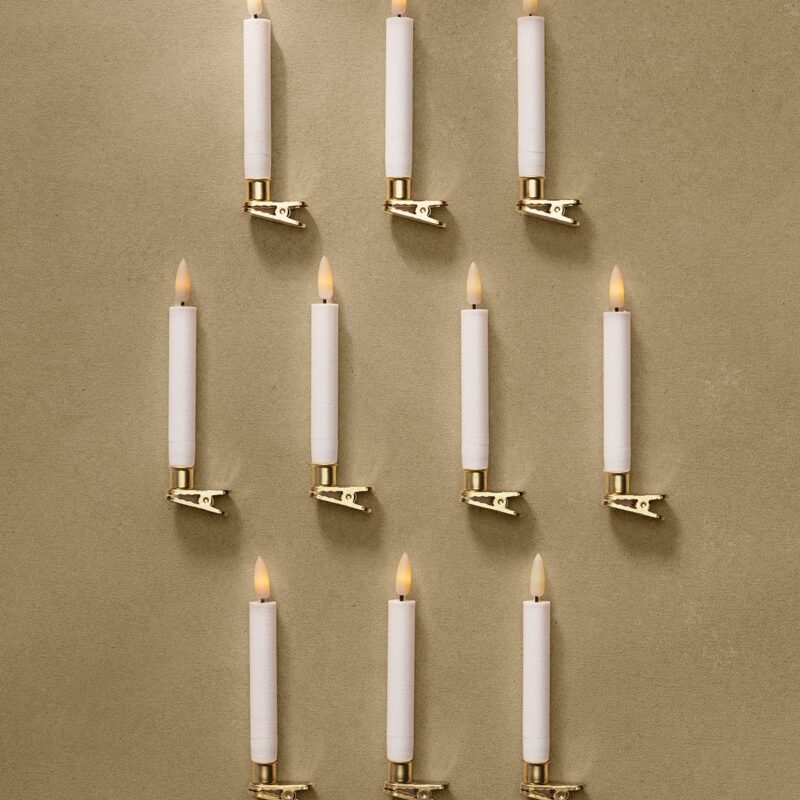 LED Candle Lights with Brass Clip (Set of 10)