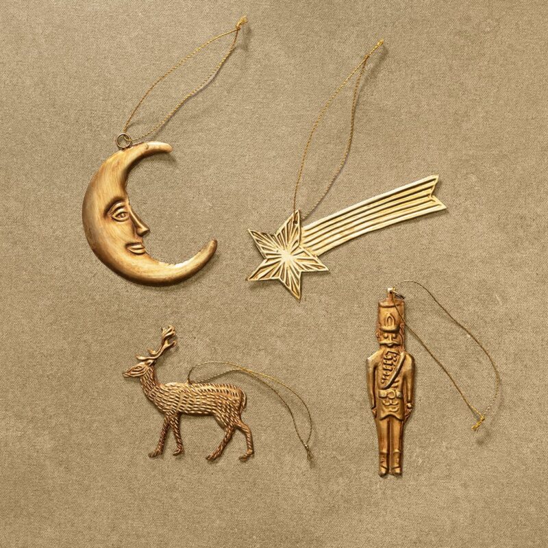 Pressed Metal Ornaments (Set of 4)