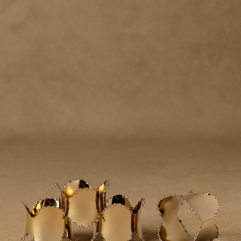 Scallop Beaded Gold Napkin Ring (Set of 4)