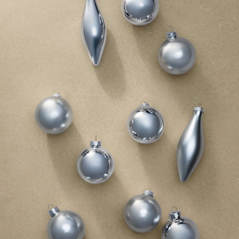 Assorted Ornaments Silver (Set of 10)