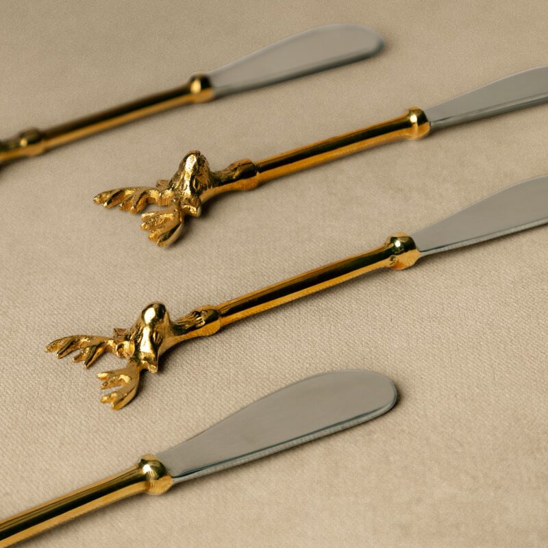 Stainless Steel & Brass Canape Knives (Set of 4)
