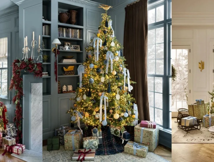Three McGee & Co. Christmas tree bundles side by side: Holiday Grandeur, English Country Christmas, and Winter Reverie.