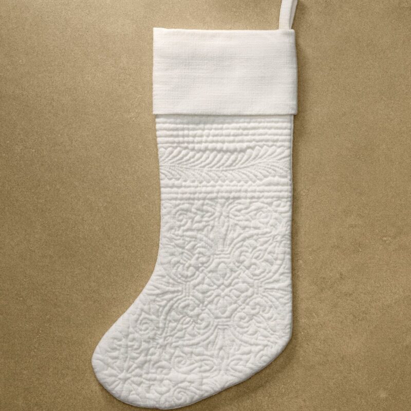 Trapunto Embroidered Stocking