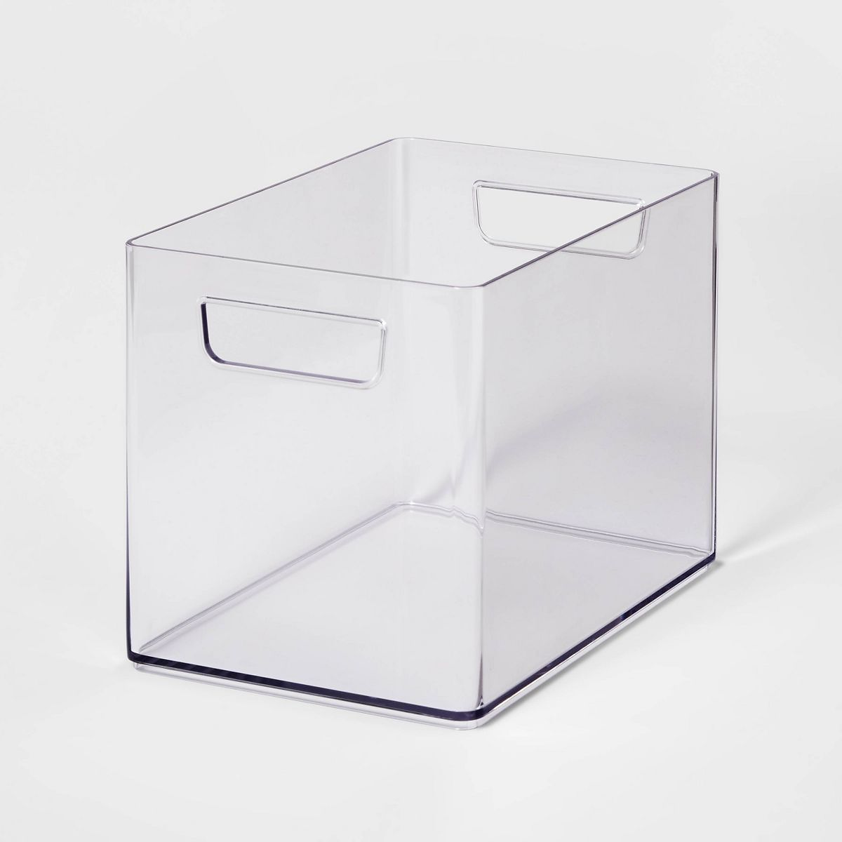 Medium Bathroom Organizer Bin with Handles Clear - Brightroom™: PET, 6.5" Height, 9" Depth, 6" ...