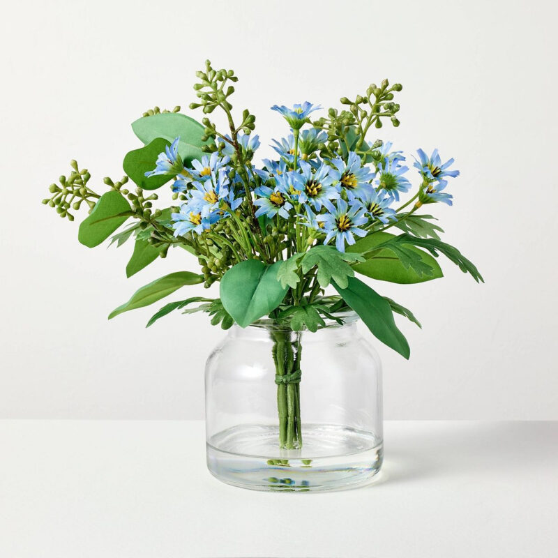 Medium Blue Flower and Leaf Arrangement - Hearth & Hand™ with Magnolia