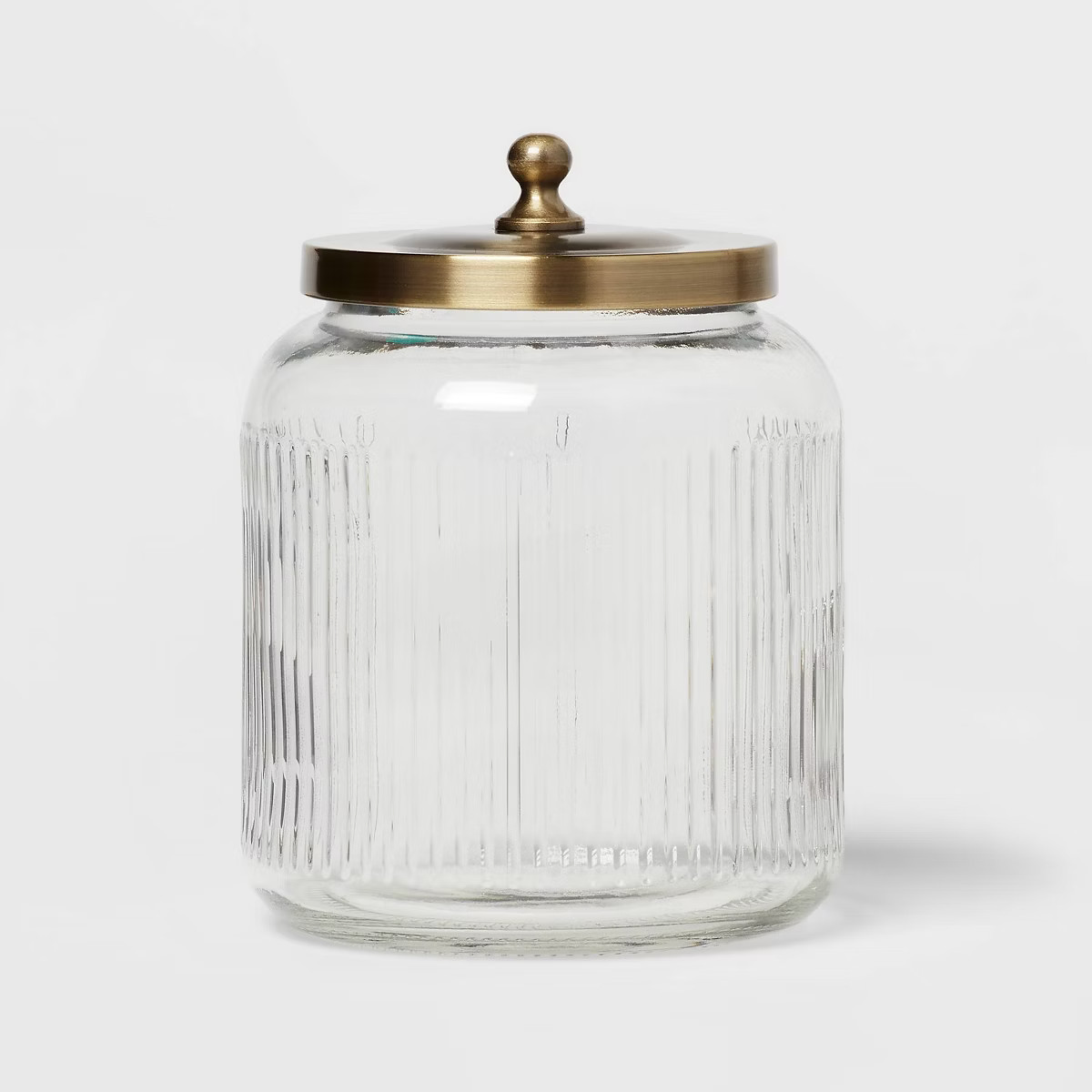 Medium Glass Bath Canister Brass - Threshold™: Elegant Storage Jar with Lid for Bathroom Organi...