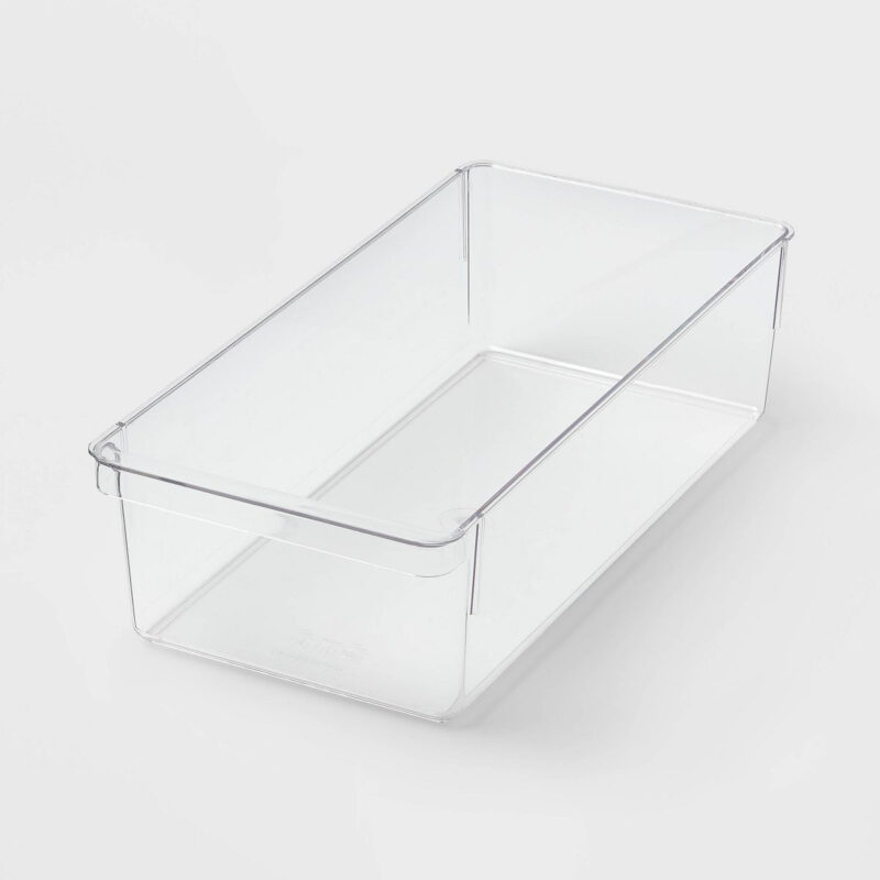Medium Narrow Fridge and Pantry Organizer Bin - Brightroom™: Clear PETG, Freezer-Safe, Hand Was...