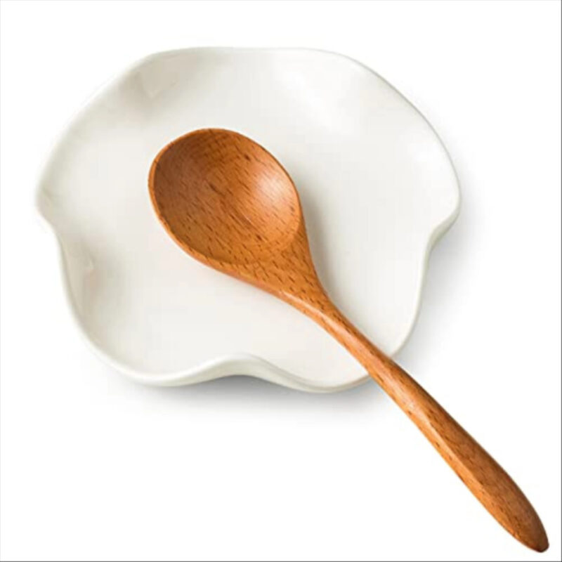 Miamolo Cute Spoon Rest for Stove Top, Ceramic Spoon Holder for Kitchen Counter, 5.3 Inches Coffee Spoon Holder Utensil Rest for Kitchen Gadget Cooking Gift Housewarming Wedding,Kitchen Decor, White