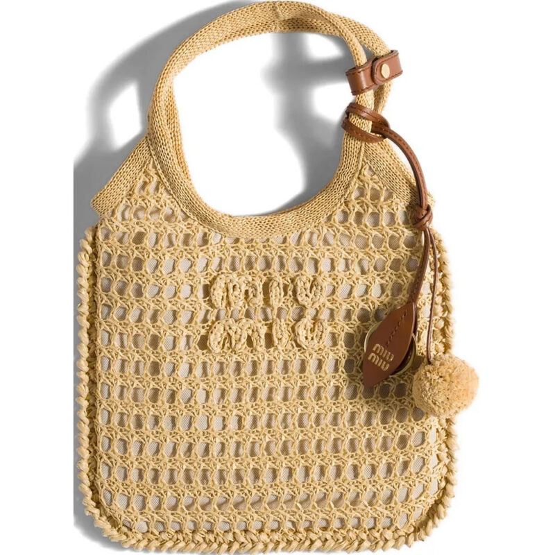Miu Miu Ivy raffia crochet handbag - Neutrals