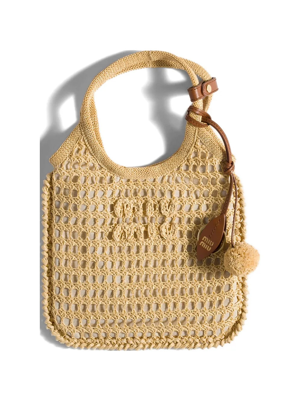 Miu Miu Ivy raffia crochet handbag - Neutrals