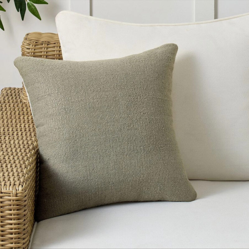 Modern Farmhouse Outdoor Pillow, Dark Eucalyptus, 20