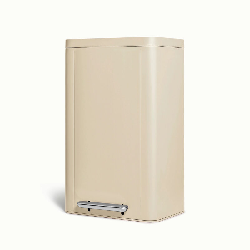 Modern Stainless Steel Kitchen Trash Can – 45L Rectangular Step Trash Can | Caraway