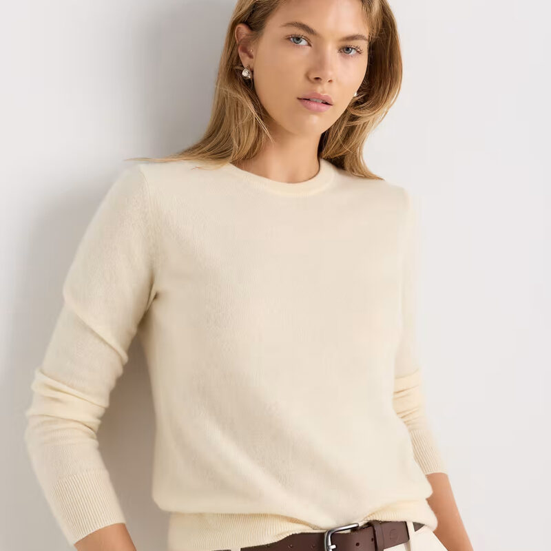 Mongolian Cashmere Crewneck Sweater in Pale Custard Yellow