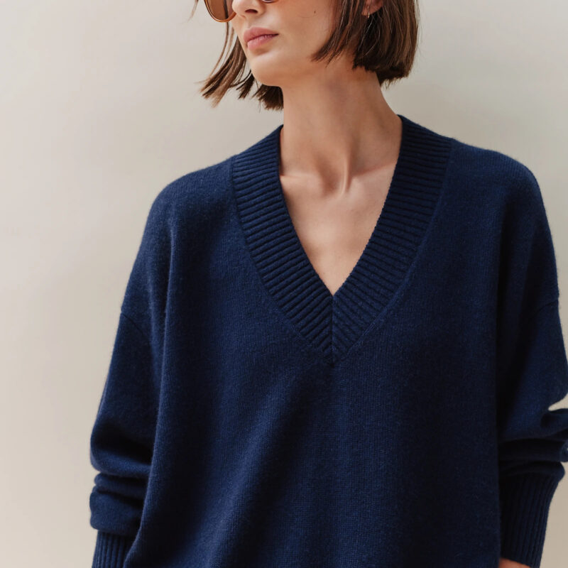 Mongolian Cashmere Oversized V-Neck Sweater