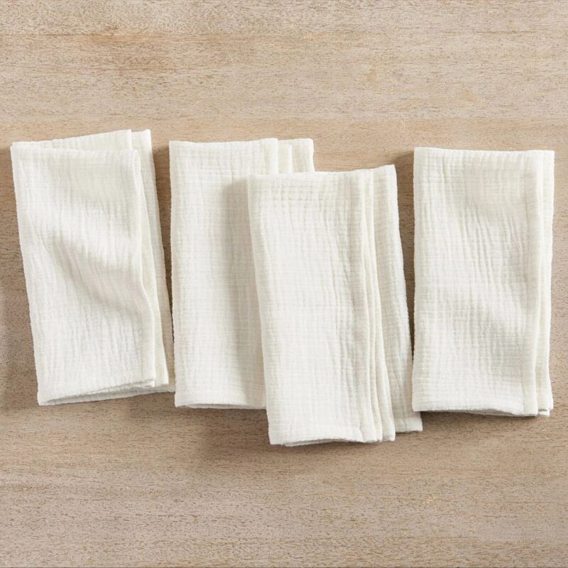 Monique Lhuillier Paola Textural Solid Napkins, Set of 4 - White