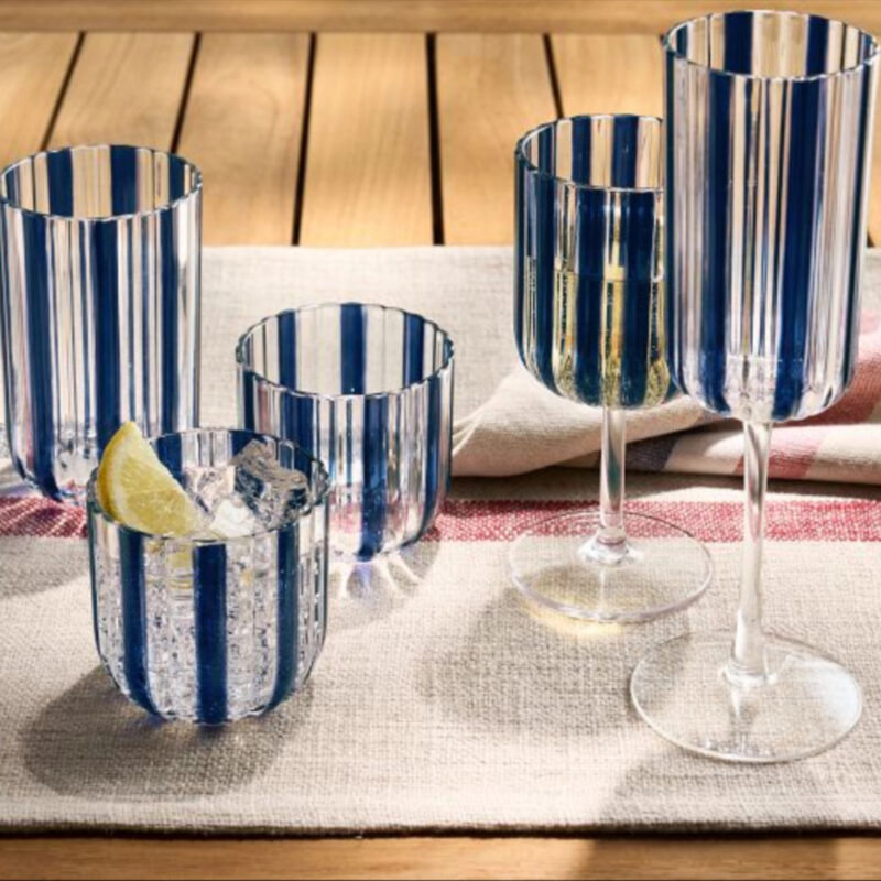 Montauk Stripe Outdoor Short Tumblers - Set of 4