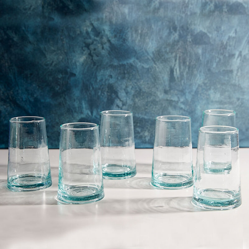 Moroccan Handcrafted Recycled Tumblers - Set of 6