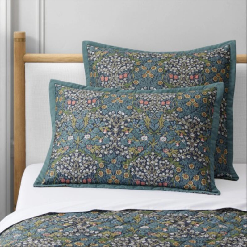Morris & Co Blackthorn Quilt & Shams, Standard Sham, Blue