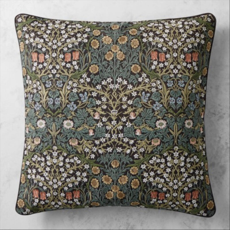 Morris And Co Blackthorn PilloWS, 22"" X 22"", Blue