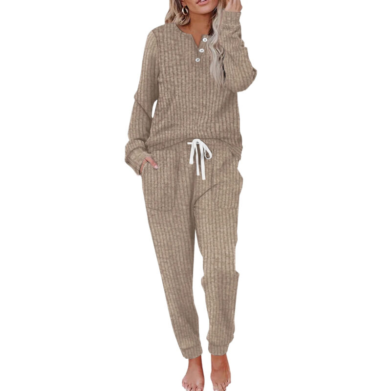 MOSHU Two Piece Womens Pajama Sets Button Down Shirts and Drawstring Pants with Pockets Solid Lou...