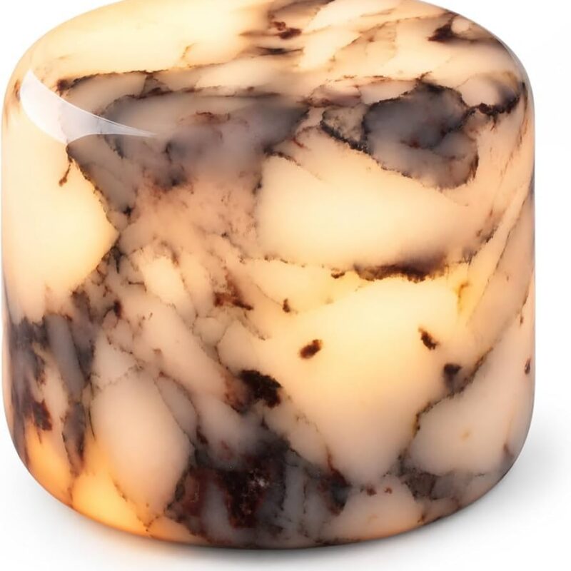 Natural Marble Touch Lamp, 4 " Cordless Rechargeable Stone Lamp, Calacatta
